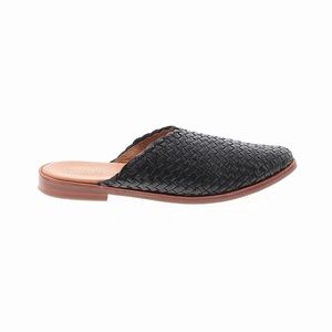 Seychelles Woven 100% Leather Mule Flats Black Slip On Loafer Shoes